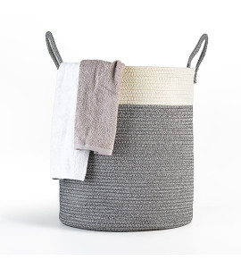 Корзина для хранения текстильная с ручками, белый/серый MVM TH-14 GRAY/WHITE