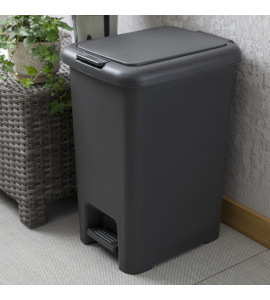 Ведро для мусора 45 л с крышкой и педалью пластиковое MVM BIN-01 45L ANTHRACITE