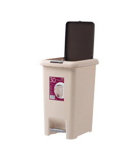Ведро для мусора 30 л с крышкой и педалью пластиковое бежевое MVM BIN-01 30L BEIGE