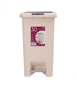 Ведро для мусора 30 л с крышкой и педалью пластиковое бежевое MVM BIN-01 30L BEIGE