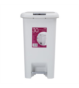 Ведро для мусора 30 л с крышкой и педалью пластиковое серое MVM BIN-01 30L GRAY