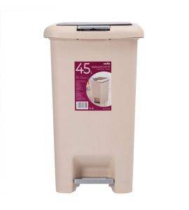 Ведро для мусора 45 л с крышкой и педалью пластиковое бежевое MVM BIN-01 45L BEIGE