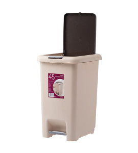 Ведро для мусора 45 л с крышкой и педалью пластиковое бежевое MVM BIN-01 45L BEIGE