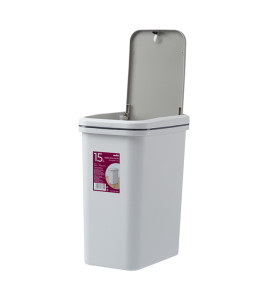 Ведро для мусора 15 л с крышкой пластиковое серое MVM BIN-04 15L GRAY