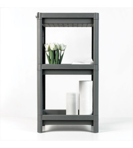 Этажерка узкая 3-х уровневая пластиковая MVM FH-22/3 GRAY